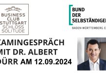 Business Club Stuttgart: Kamingespräch / Dr. Albert Dürr am 12.09.2024