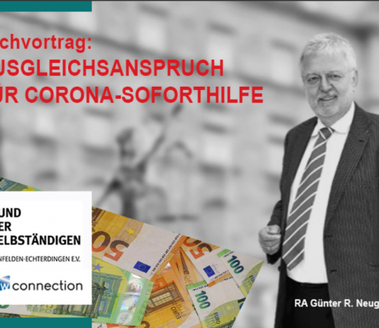 Fachvortrag zum Ausgleichsanspruch für Corona-Soforthilfen / BDS LE