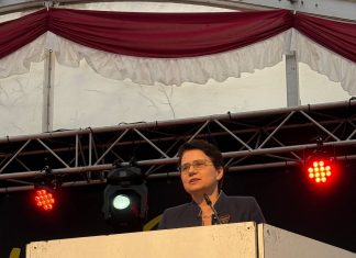 Landesjustizministerin Marion Gentges auf der Schriesheimer Mittelstandskundgebung